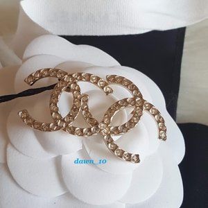 Chanel XL CC Crystal Earrings, Gold